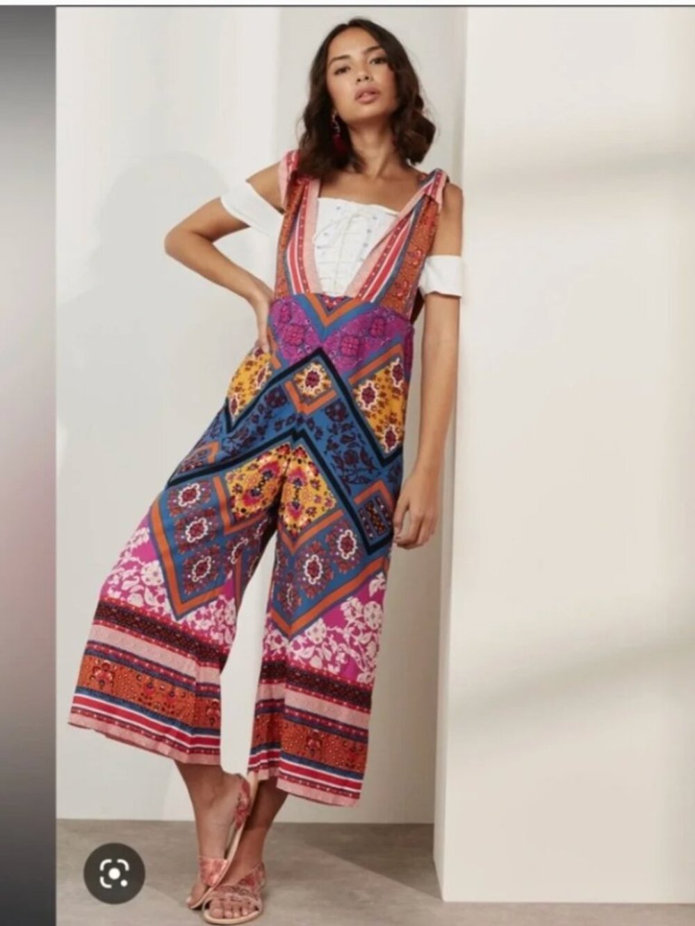 Free People Maritzah One Piece Jumpsuit Romper Boho WIDE LEG Overalls